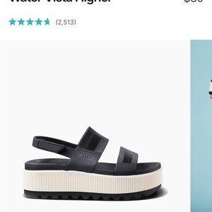 Reef Black and Cream Platform Sandals